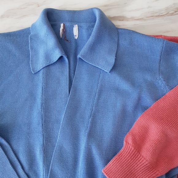 VTG 2 PIECE BUNDLE FIA ITALIA HANDLOOMED CORAL & PERIWINKLECROP CARDIAG - Picture 7 of 8